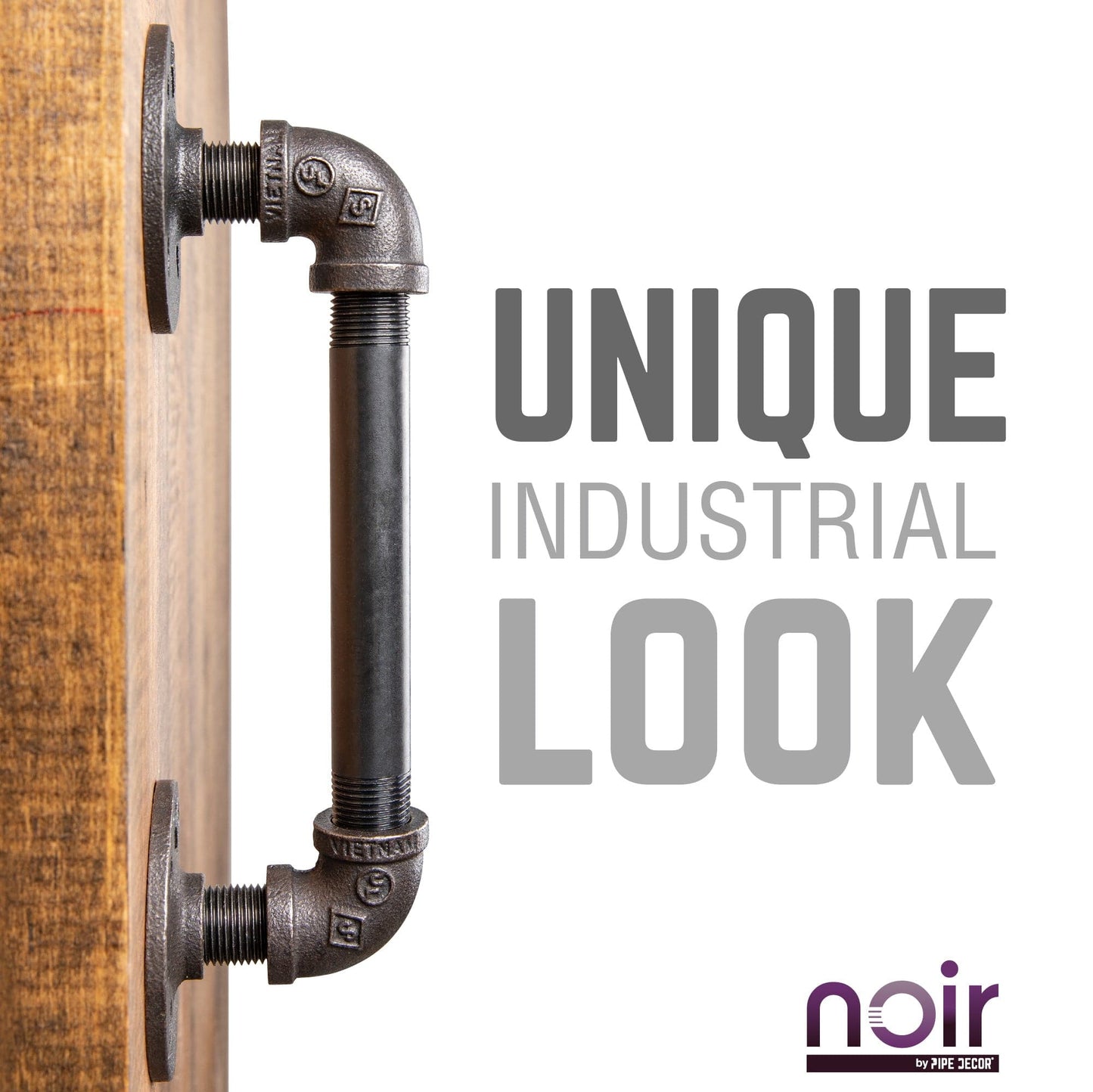 1/2 in. x 6 in. Noir Black Barn Door Handle - 10.5 in. L PIPE DECOR
