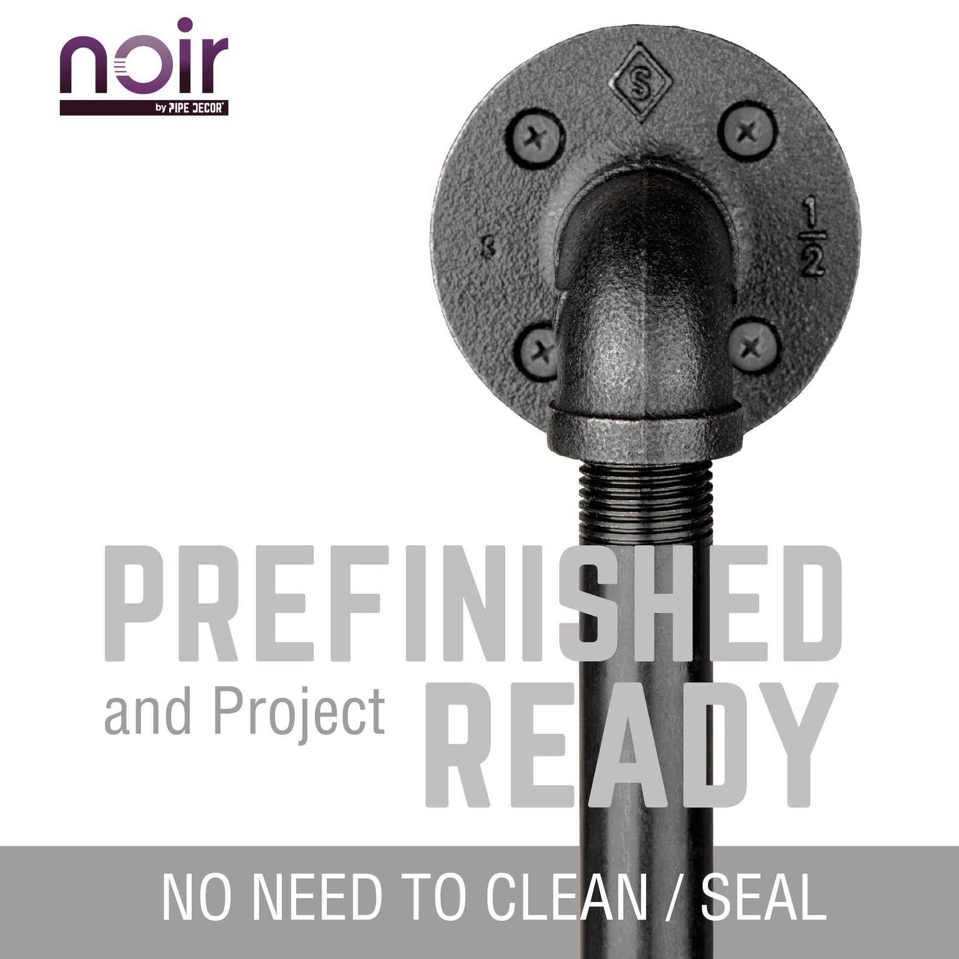 1/2 in. x 6 in. Noir Black Barn Door Handle - 10.5 in. L PIPE DECOR