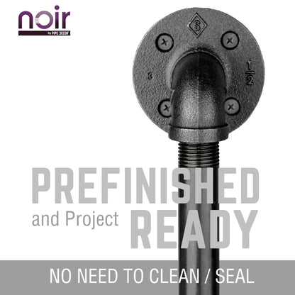 1/2 in. x 6 in. Noir Black Barn Door Handle - 10.5 in. L PIPE DECOR