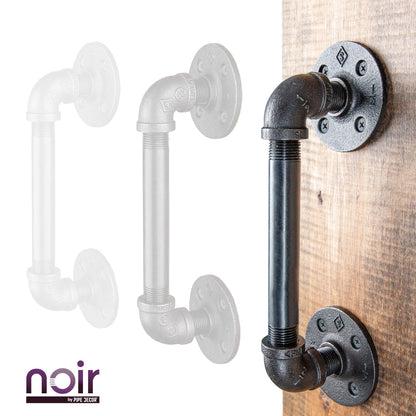 1/2 in. x 6 in. Noir Black Barn Door Handle - 10.5 in. L PIPE DECOR