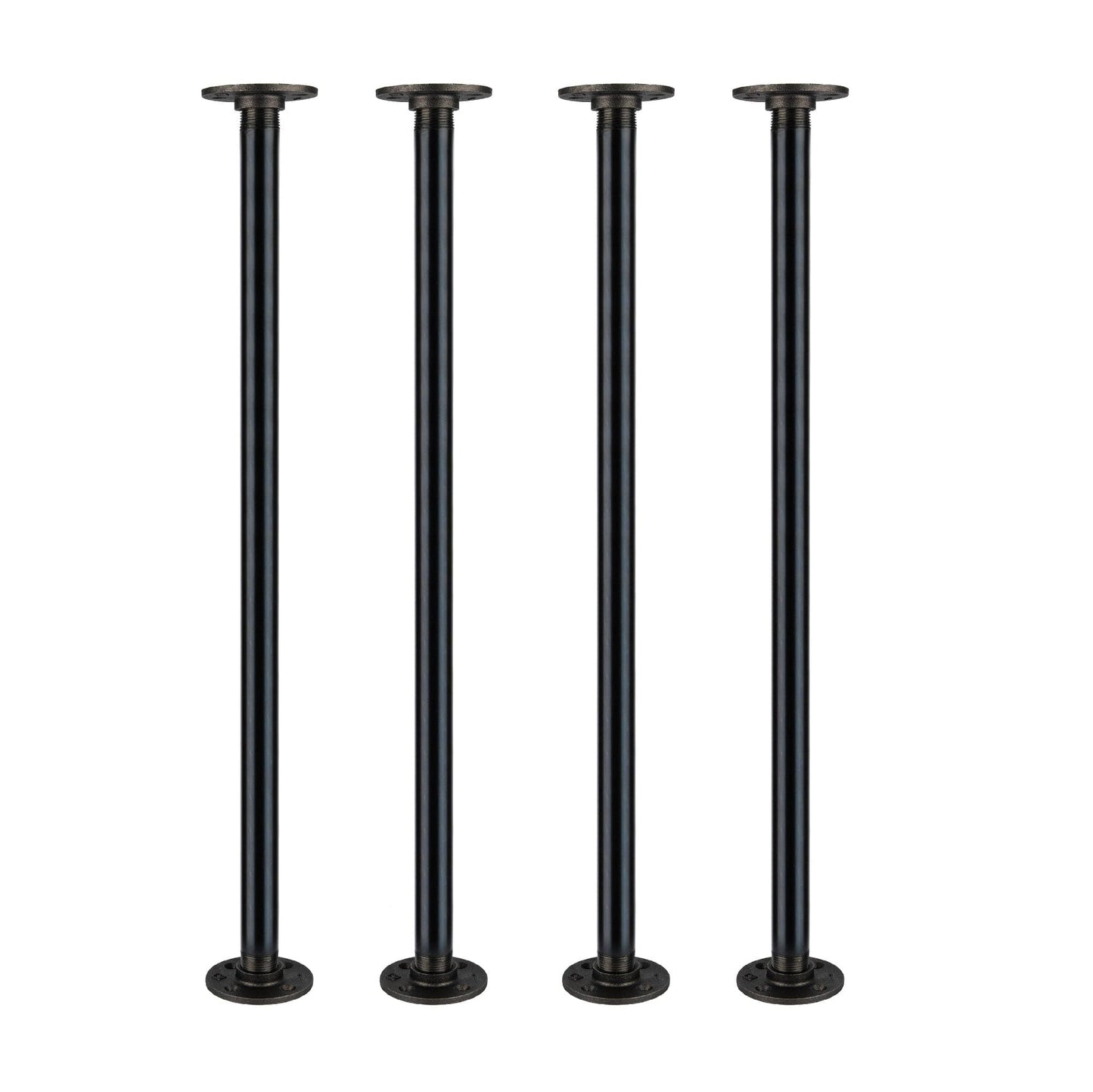 1 in. x 30 in.  Noir Black Round Flange Pipe Table Legs - 4 Pack PIPE DECOR