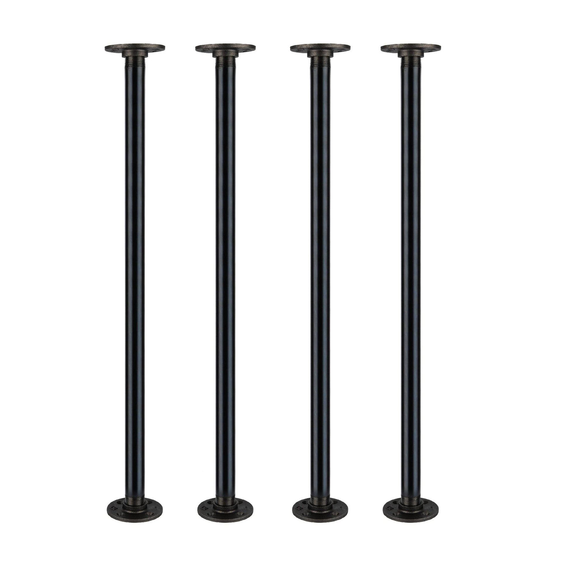 1 in. x 30 in.  Noir Black Round Flange Pipe Table Legs - 4 Pack PIPE DECOR
