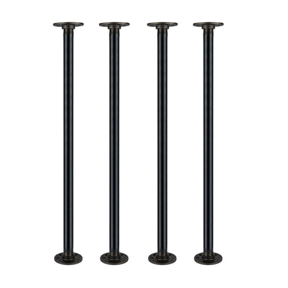 1 in. x 30 in.  Noir Black Round Flange Pipe Table Legs - 4 Pack PIPE DECOR