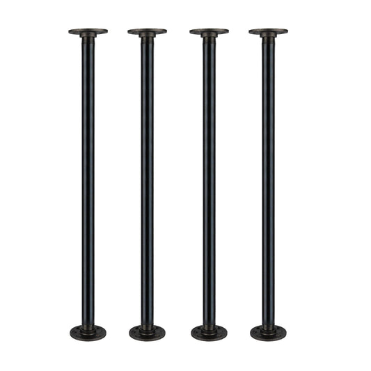 1 in. x 30 in.  Noir Black Round Flange Pipe Table Legs - 4 Pack PIPE DECOR