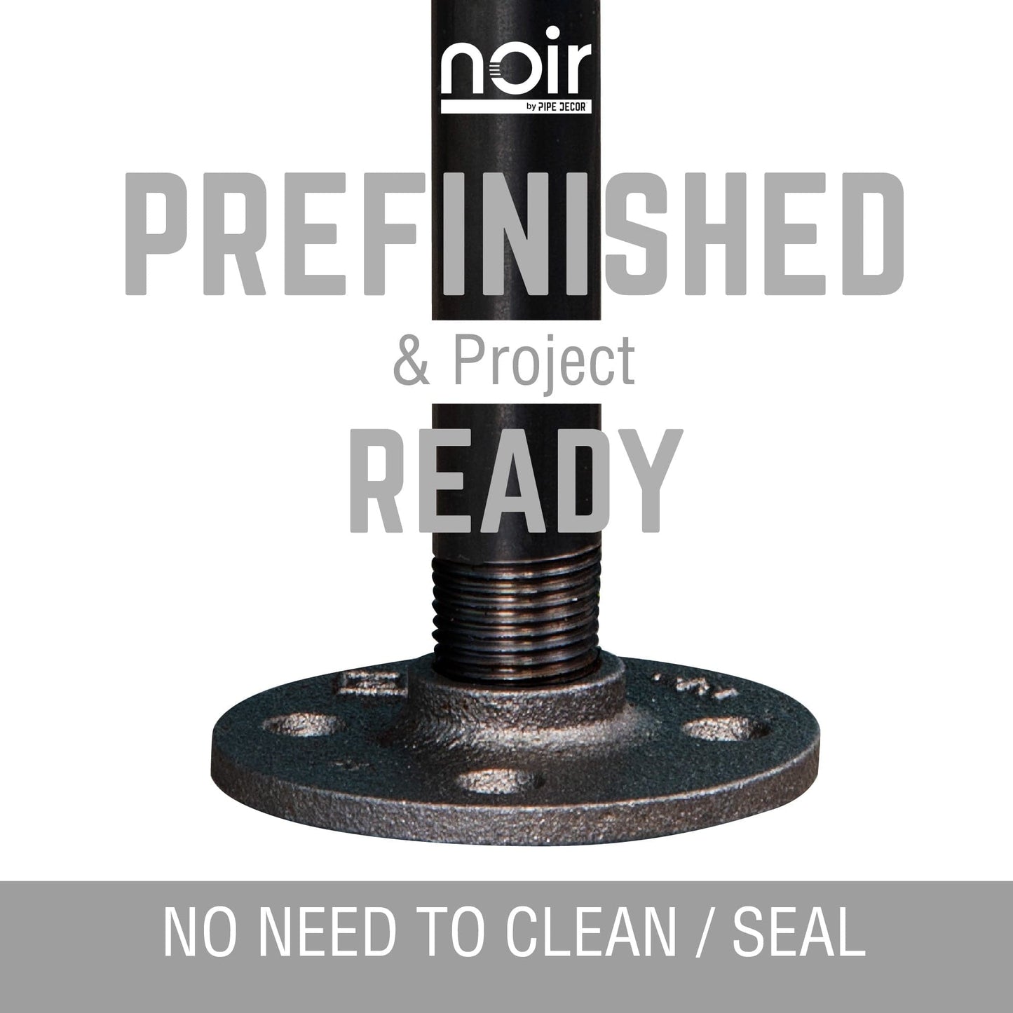 1 in. x 30 in.  Noir Black Round Flange Pipe Table Legs - 4 Pack PIPE DECOR