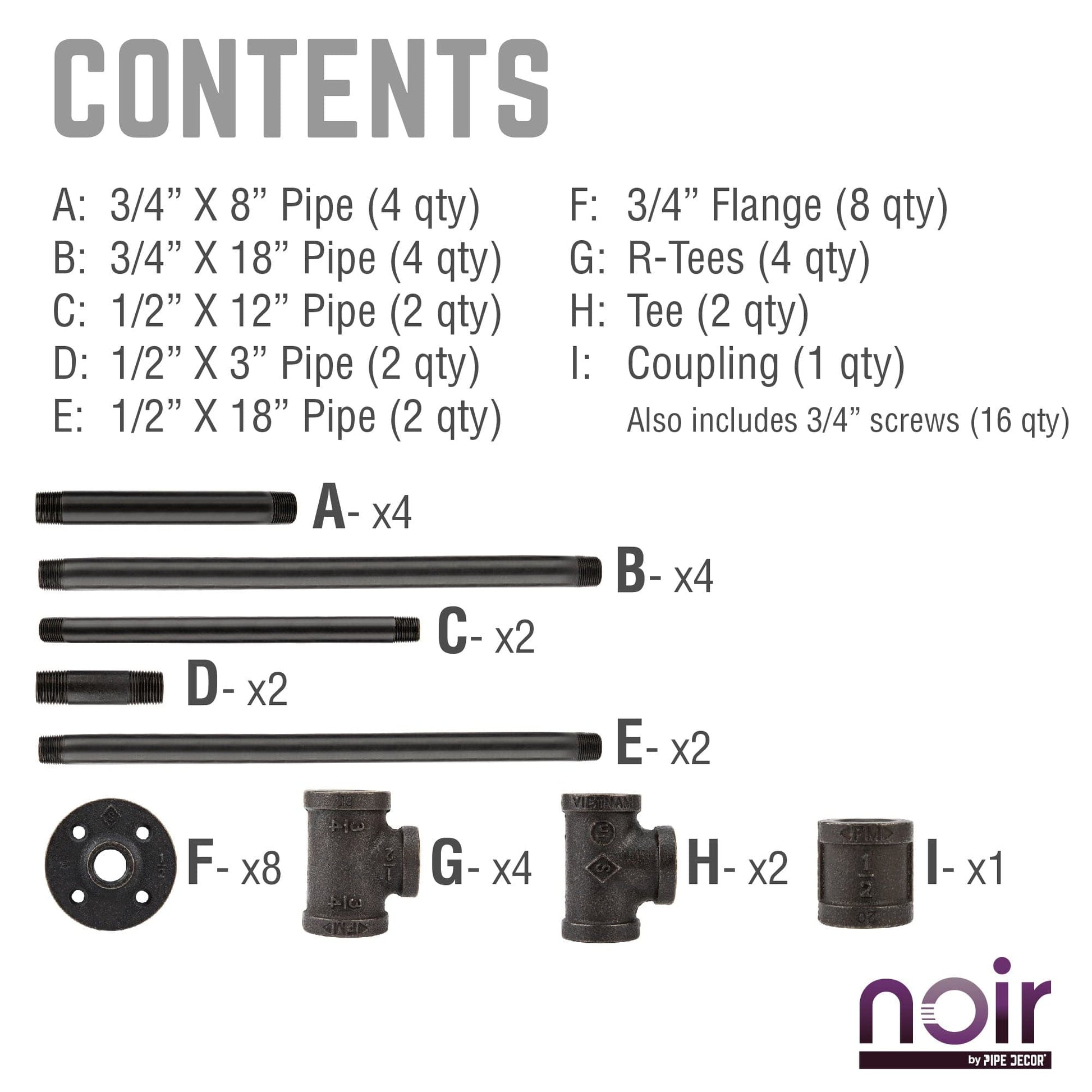 Noir Black H Desk by PIPE DECOR PIPE DECOR