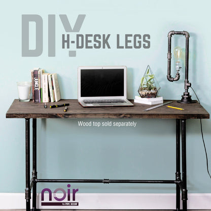 Noir Black H Desk by PIPE DECOR PIPE DECOR