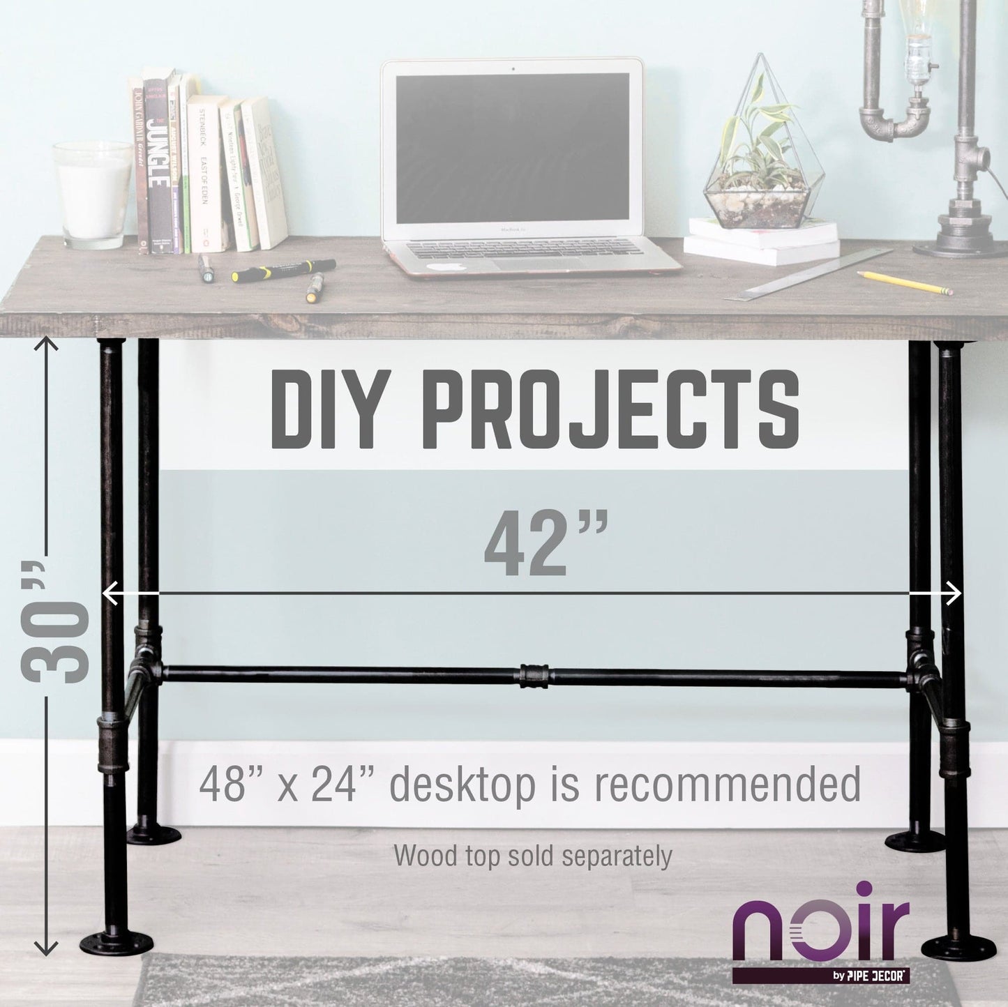 Noir Black H Desk by PIPE DECOR PIPE DECOR