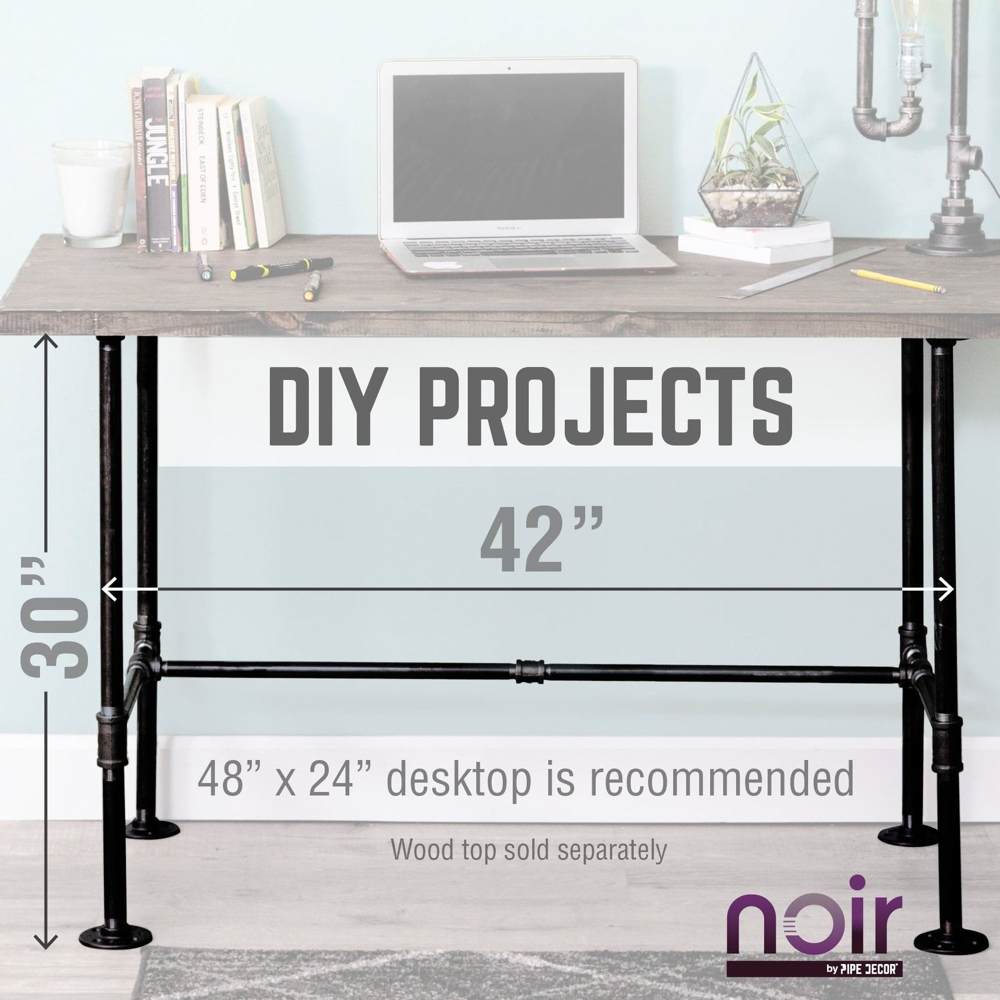Noir Black H Desk by PIPE DECOR PIPE DECOR
