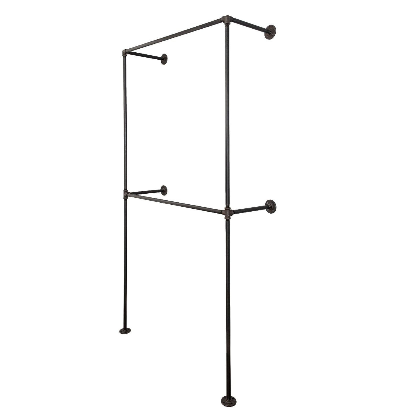 Noir Black Wall Mounted Double Hung Clothing Rack PIPE DECOR
