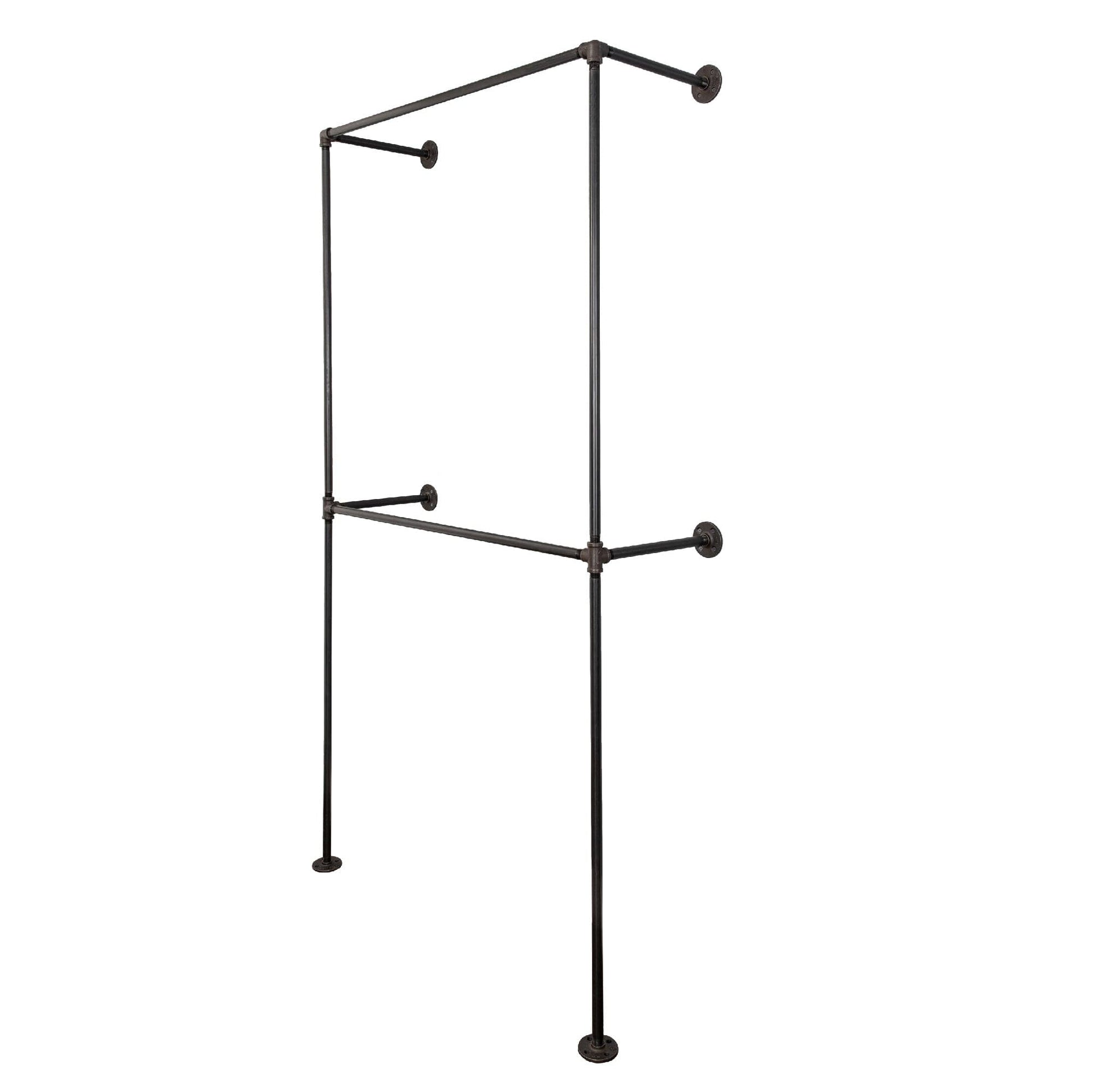 Noir Black Wall Mounted Double Hung Clothing Rack PIPE DECOR