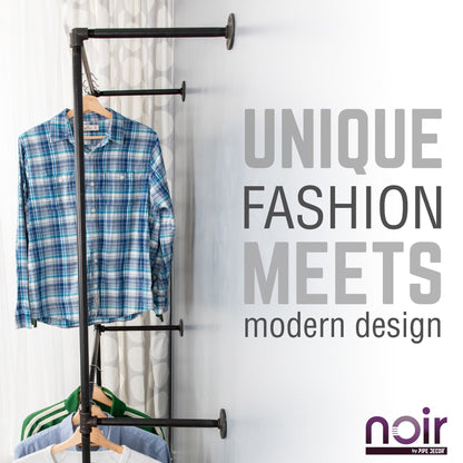Noir Black Wall Mounted Double Hung Clothing Rack PIPE DECOR