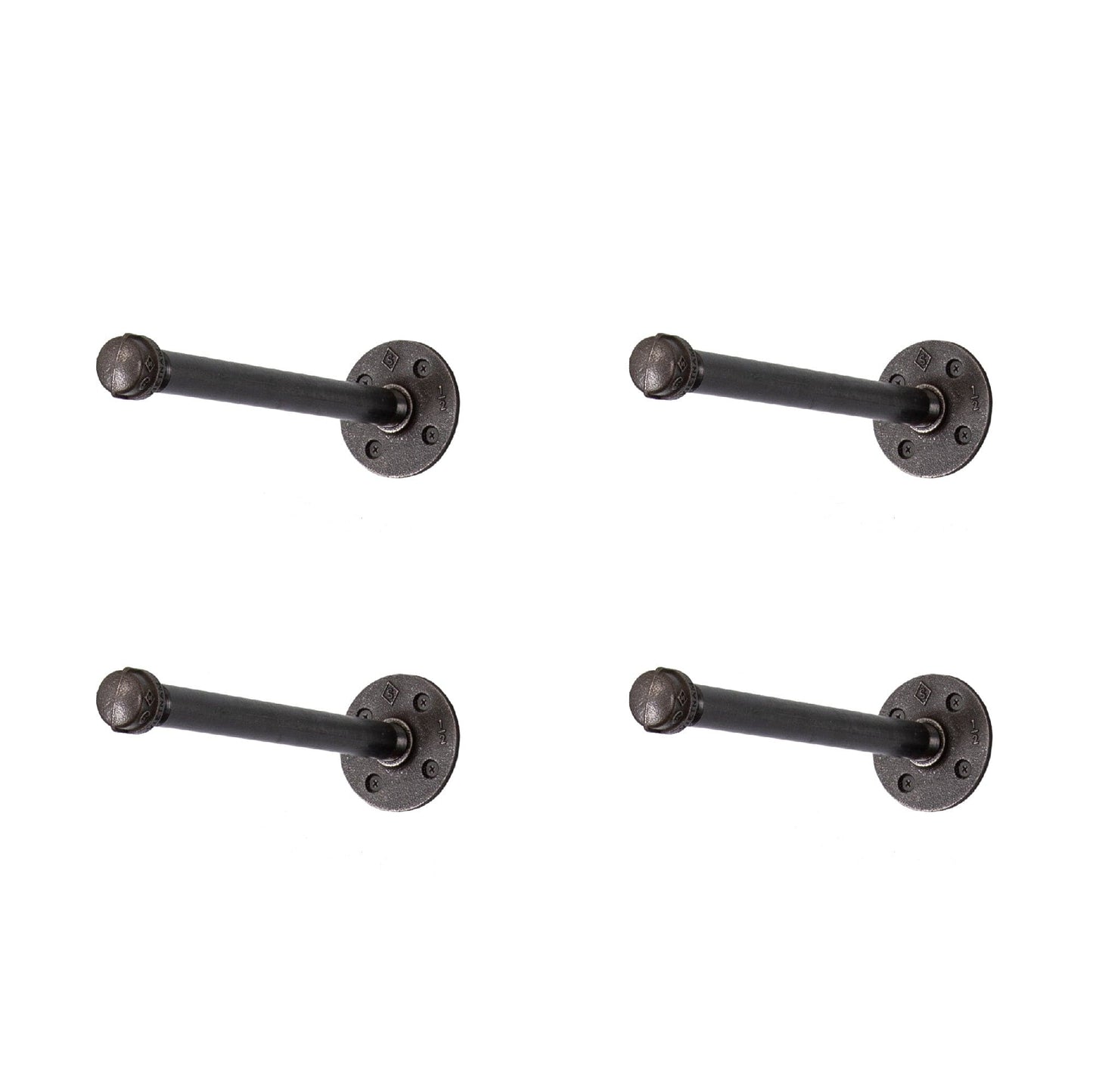 1/2 in. x 12 in. Noir Black Clothing Hanging Bracket Kit, 4 Pack PIPE DECOR