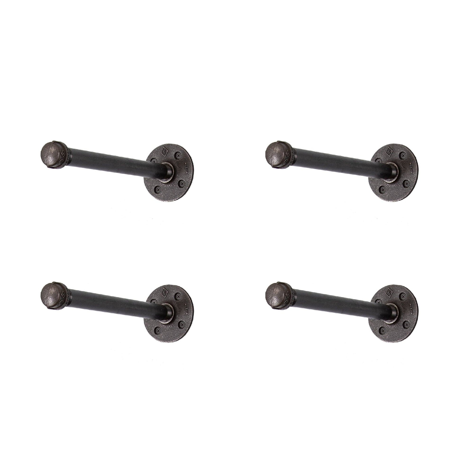 1/2 in. x 12 in. Noir Black Clothing Hanging Bracket Kit, 4 Pack PIPE DECOR
