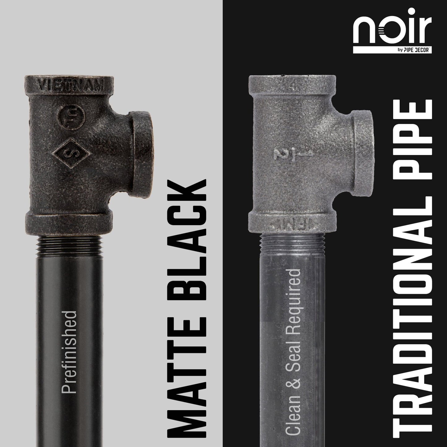 1/2 in. x 12 in. Noir Black Clothing Hanging Bracket Kit, 4 Pack PIPE DECOR