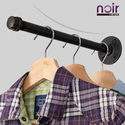 1/2 in. x 12 in. Noir Black Clothing Hanging Bracket Kit, 4 Pack PIPE DECOR