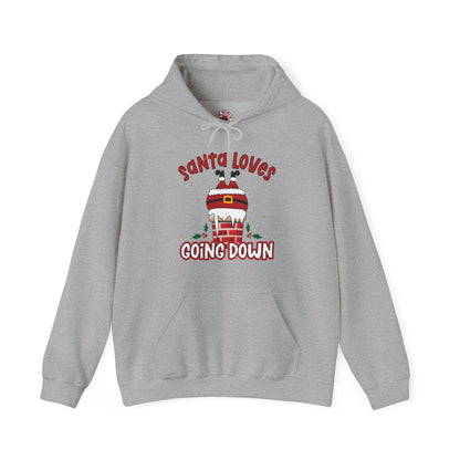 Santa Loves Going Down Hooded Sweatshirt The Devil's Pickle