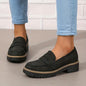 Thick-Sole Solid Color Loafers Women | Trendy Chunky Flats FitiqueFit