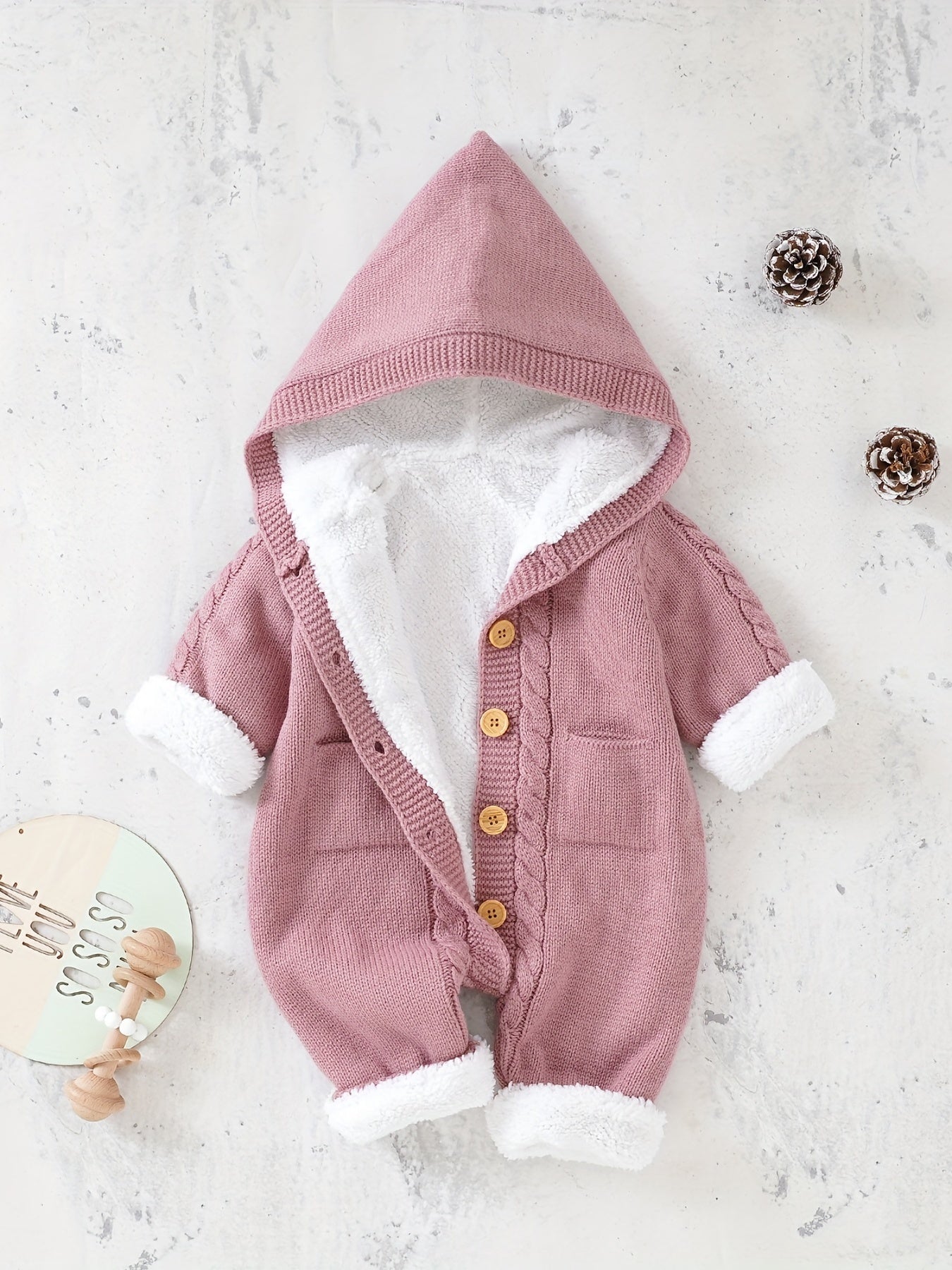 Newborn Boys And Girls Knitted Jumpsuit With Long Sleeve Hooded Pants Jumpsuit NovaCart