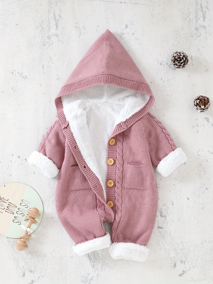 Newborn Boys And Girls Knitted Jumpsuit With Long Sleeve Hooded Pants Jumpsuit NovaCart