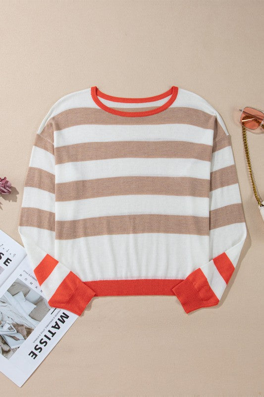 Stripe Colorblock Crewneck Drop Shoulder Sweater Shop Style & More | Fresh Looks, Everyday Deals & Free Shipping