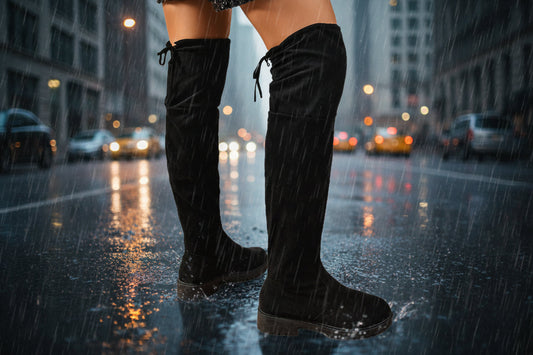 Women’s Elastic Knee-High Boots – Thick Sole Solid Color Fashion Boots FitiqueFit