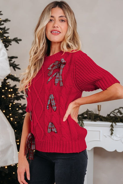 Christmas Plaid Lace-Up Puff Sleeve Sweater Shop Style & More | Fresh Looks, Everyday Deals & Free Shipping