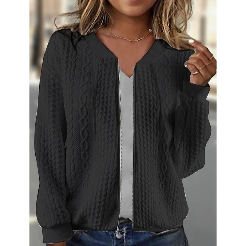 Bomber Jackets For Women Cute Jacquard Coats Lightweight Zip Up Jackets FitiqueFit
