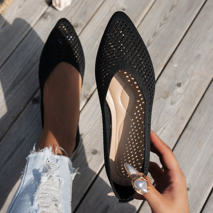 Women's Pointed Toe Flyknit Slip-On Loafers – Flat Casual Shoes FitiqueFit