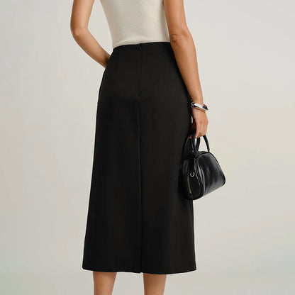 Elegant Design Straight Skirt Retro Front Slit Slimming Skirt Women Grayceful LLC