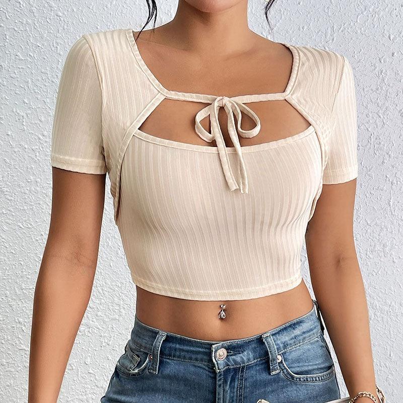 Silky Textured Crop Top – Chic Asymmetrical Collar Top for Casual & Formal Wear Country in My Heart