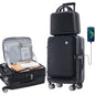 Carry-on Luggage 20 Inch Front Open Luggage Lightweight Suitcase with Front Pocket and USB Port, 1 Portable Carrying Case Black