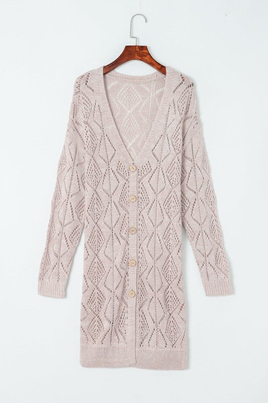 Solid Openwork Knit Button-Up Cardigan Shop Style & More | Fresh Looks, Everyday Deals & Free Shipping