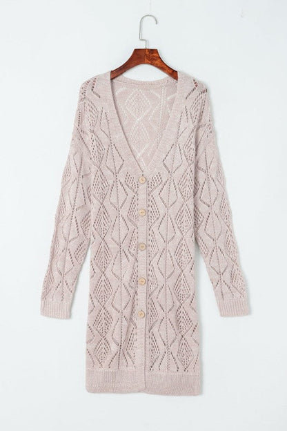 Solid Openwork Knit Button-Up Cardigan Shop Style & More | Fresh Looks, Everyday Deals & Free Shipping