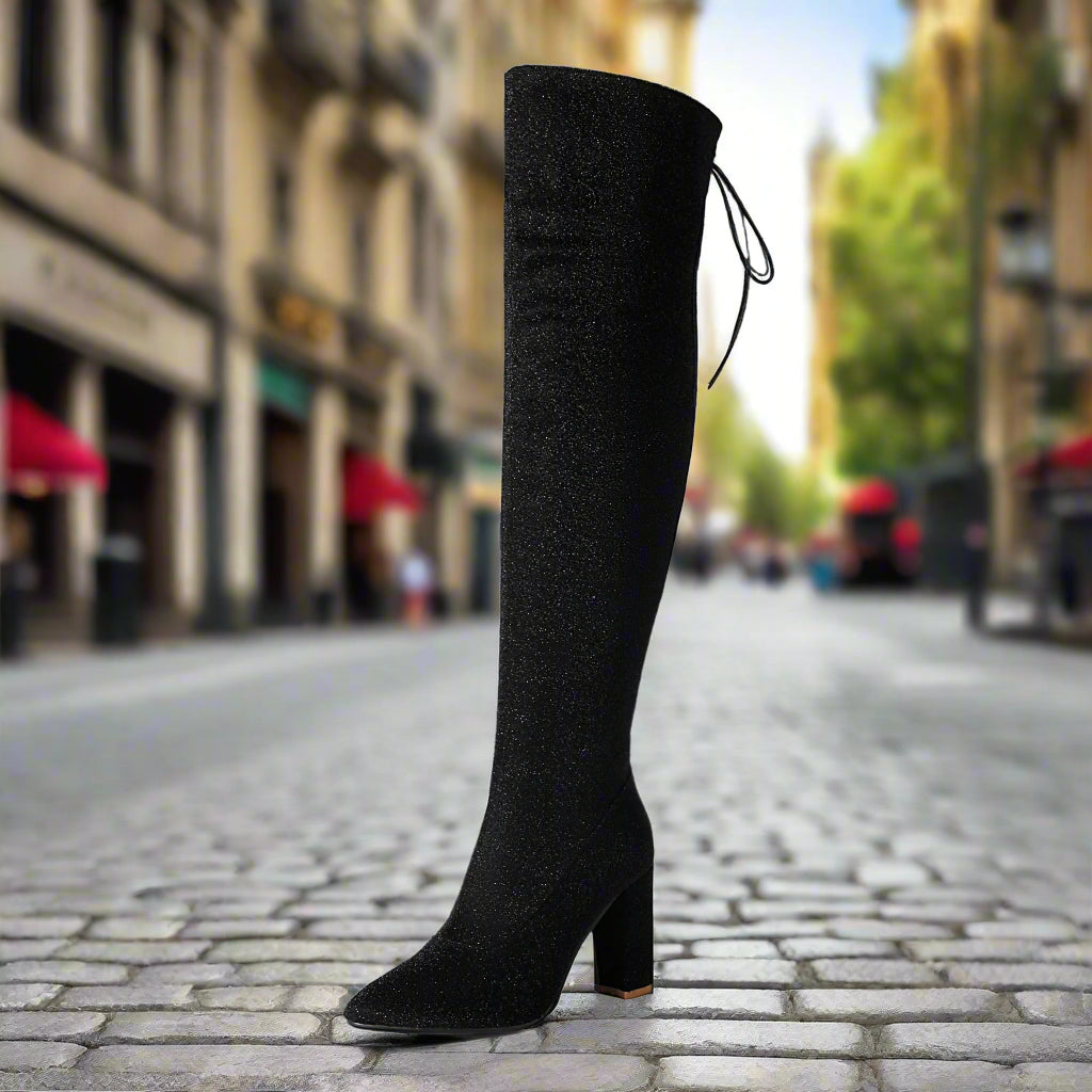 Plus-Size Over The Knee Long Boots for Women – Chunky Heel Nightclub Platform FitiqueFit