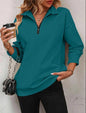 Women's Zipper Turtleneck Pullover Sweatshirt – Loose Long Sleeve FitiqueFit