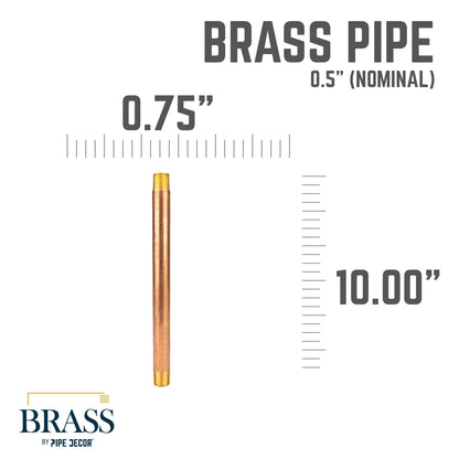 1/2 in. x 10 in. Red Brass Pipe PIPE DECOR