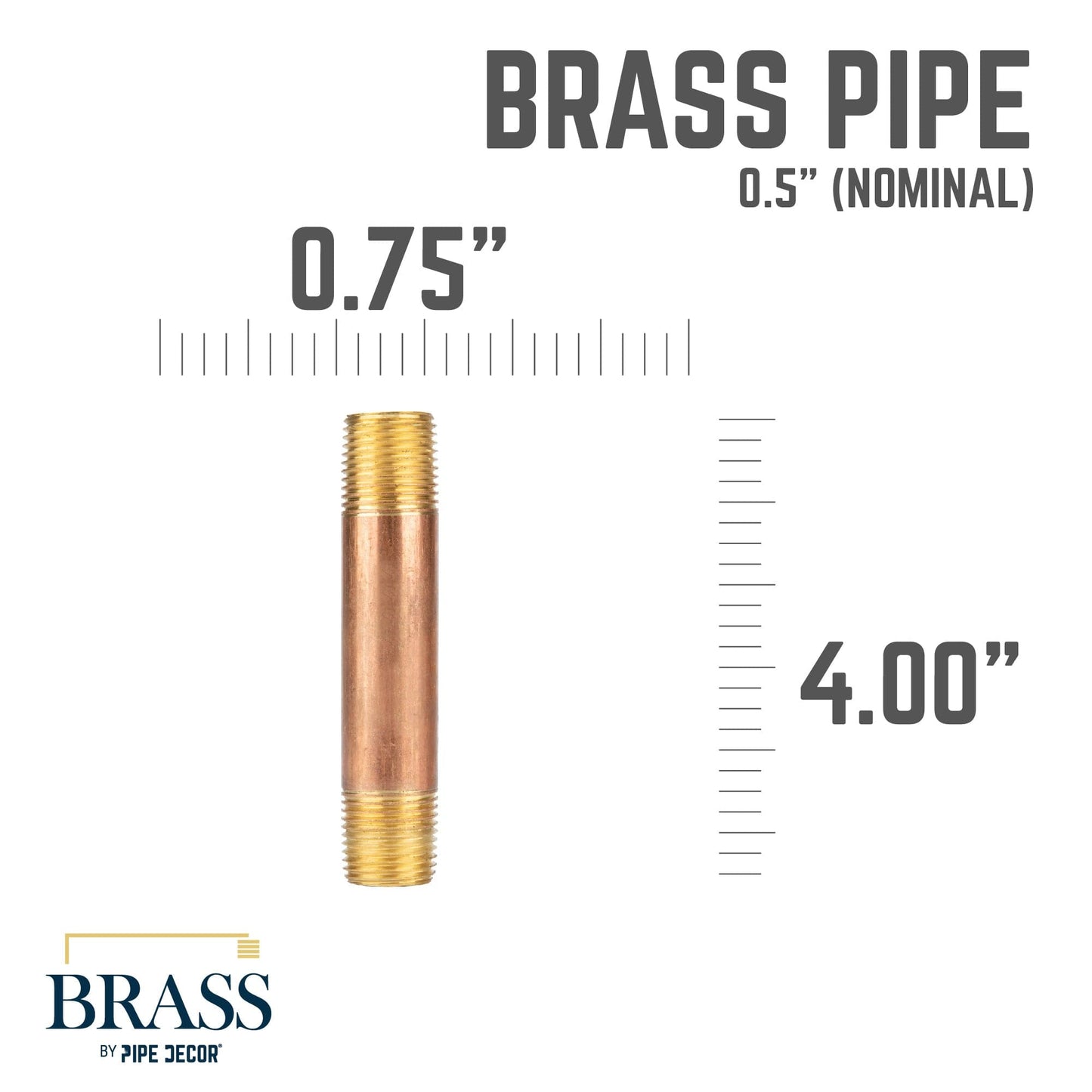 1/2 in. x 4 in. Red Brass Pipe PIPE DECOR