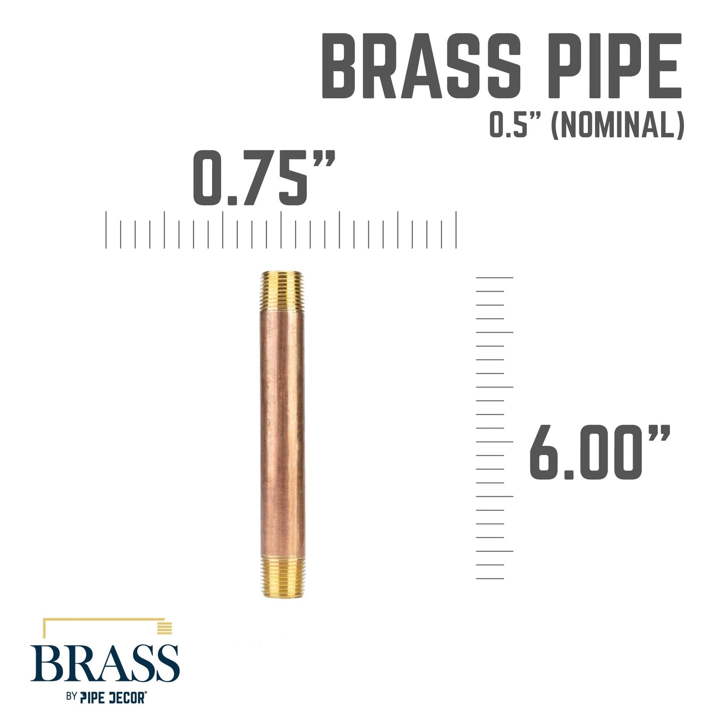 1/2 in. x 6 in. Red Brass Pipe PIPE DECOR