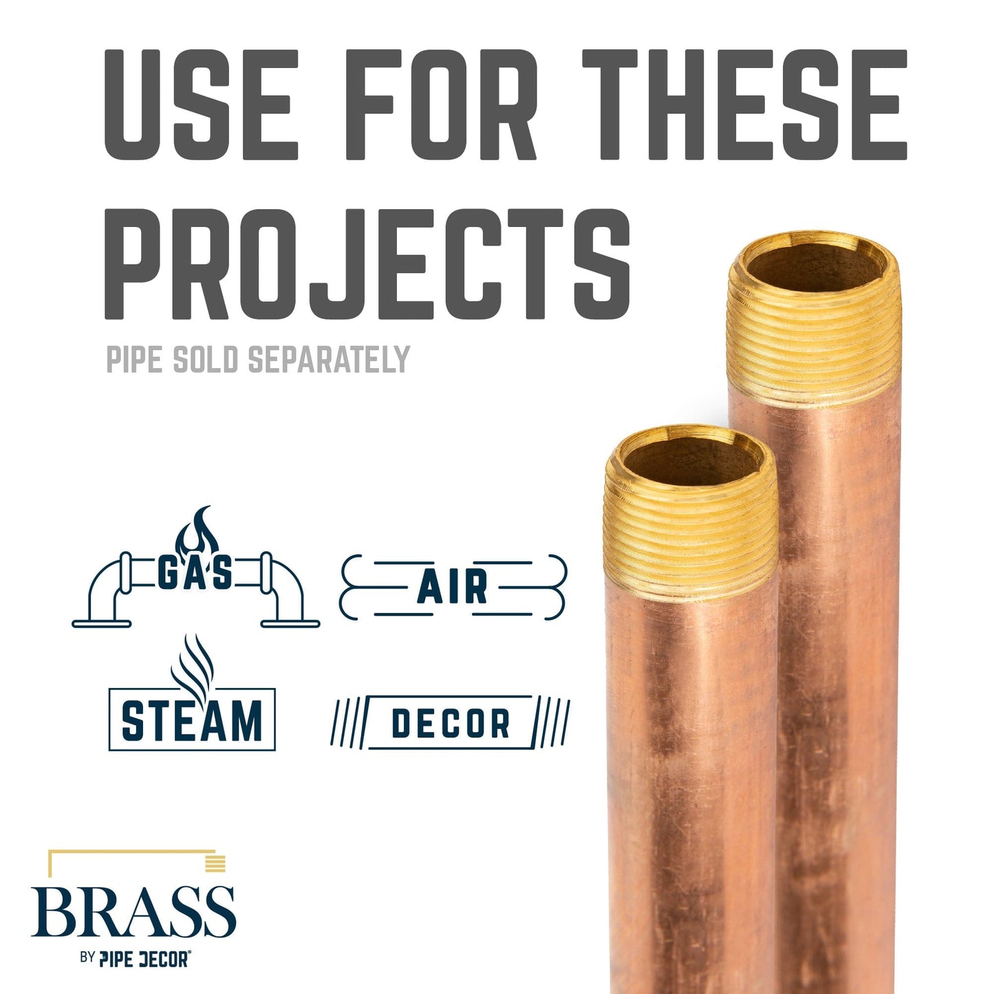 1/2 in. x 8 in. Red Brass Pipe PIPE DECOR