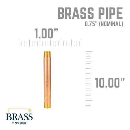 3/4 in. x 10 in. Red Brass Pipe PIPE DECOR