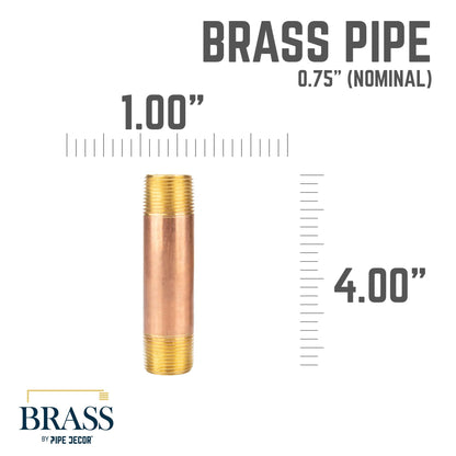 3/4 in. x 4 in. Red Brass Pipe PIPE DECOR