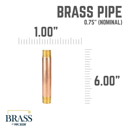3/4 in. x 6 in. Red Brass Pipe PIPE DECOR