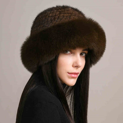 Women’s Mink Hair Winter Hat – Braided Fur Warm Elegant Beanie FitiqueFit
