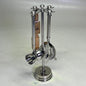 CREATIVE CO-OP Stainless Steel & Mango Wood Bar Tools w/ Stand Set of 5 DG0238 PayWut