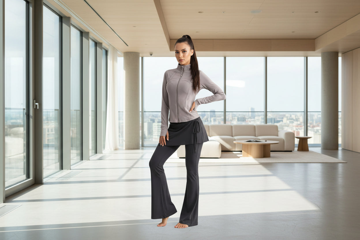 Women’s Long Sleeve Running Set – Zip-Up Slim Fit Gym Outfit FitiqueFit