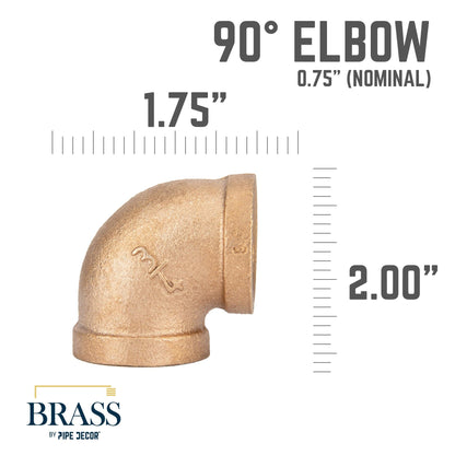 3/4 in. Red Brass 90 Degree Elbow PIPE DECOR
