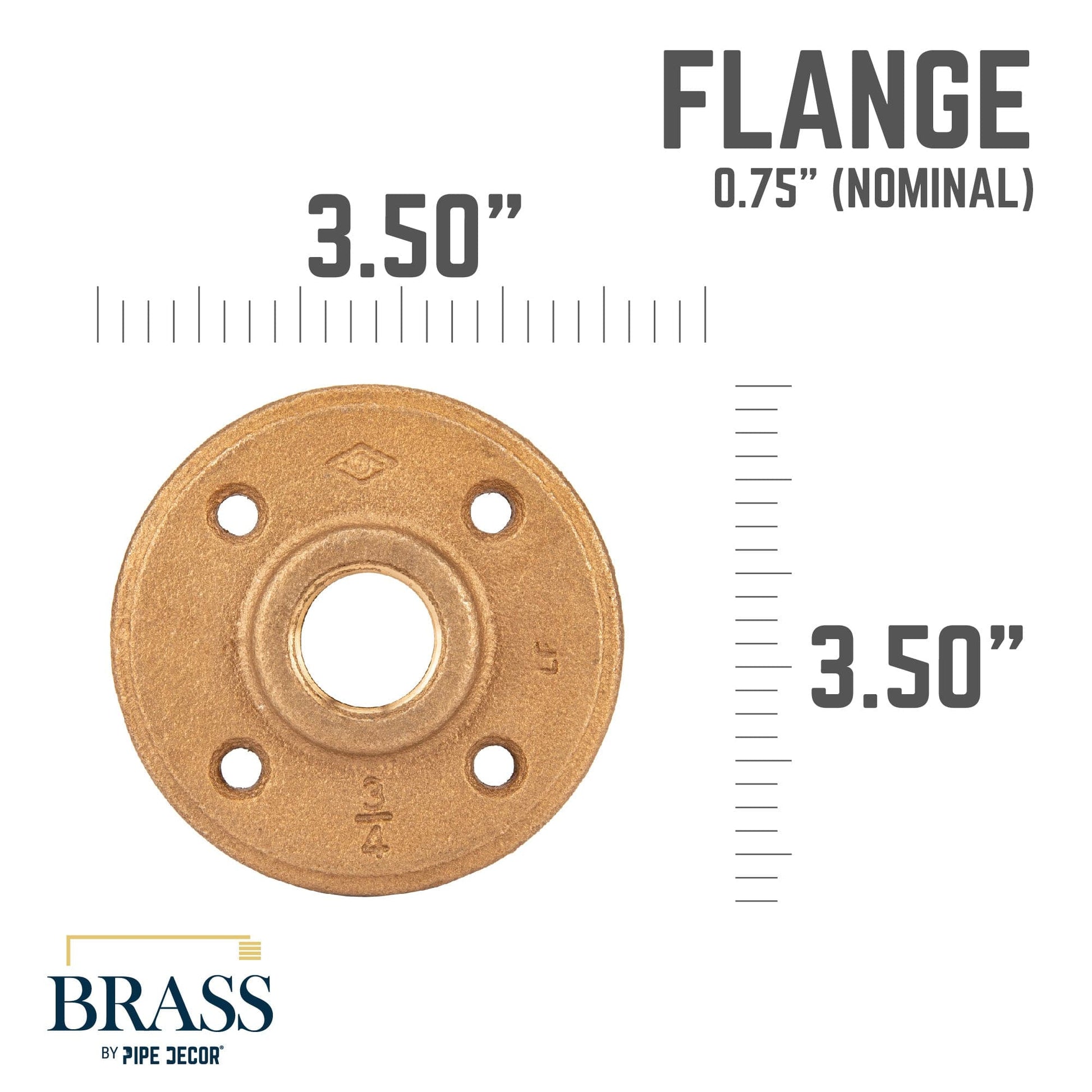 3/4 in. Red Brass Flange PIPE DECOR