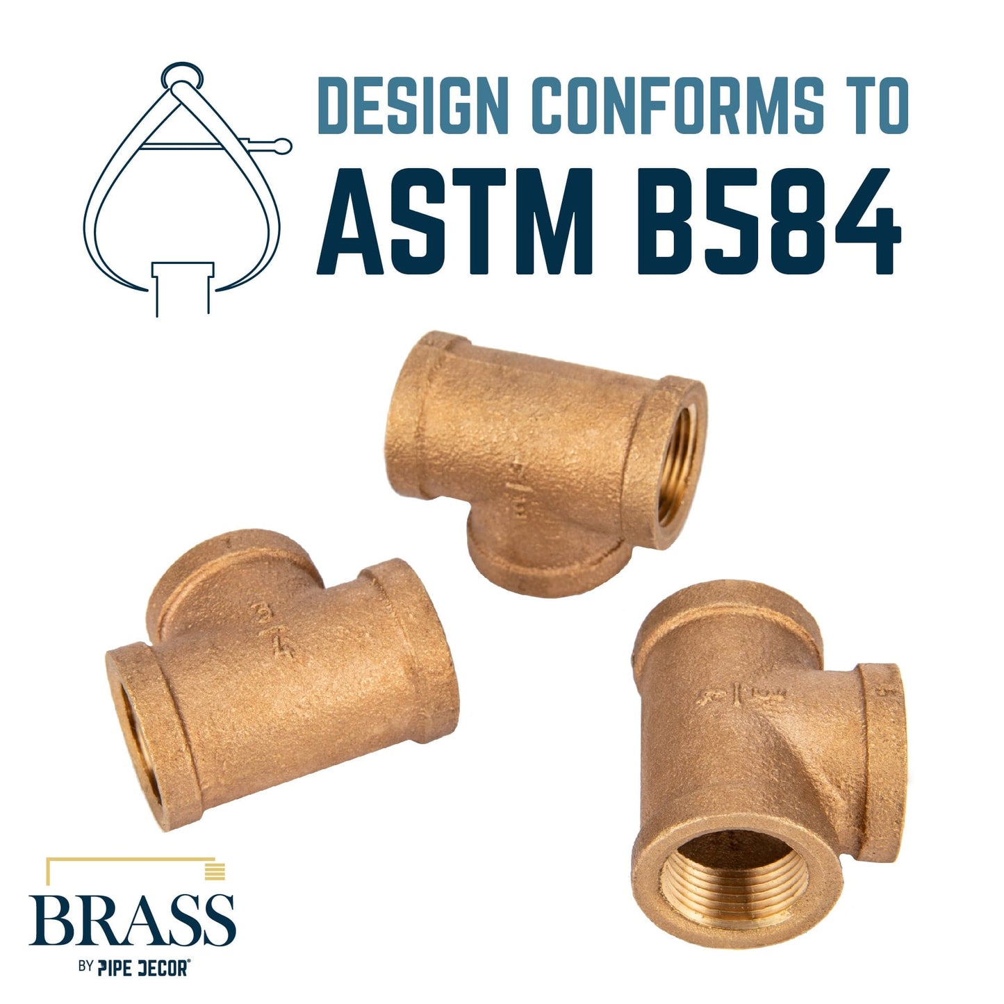 3/4 in. Red Brass Tee PIPE DECOR