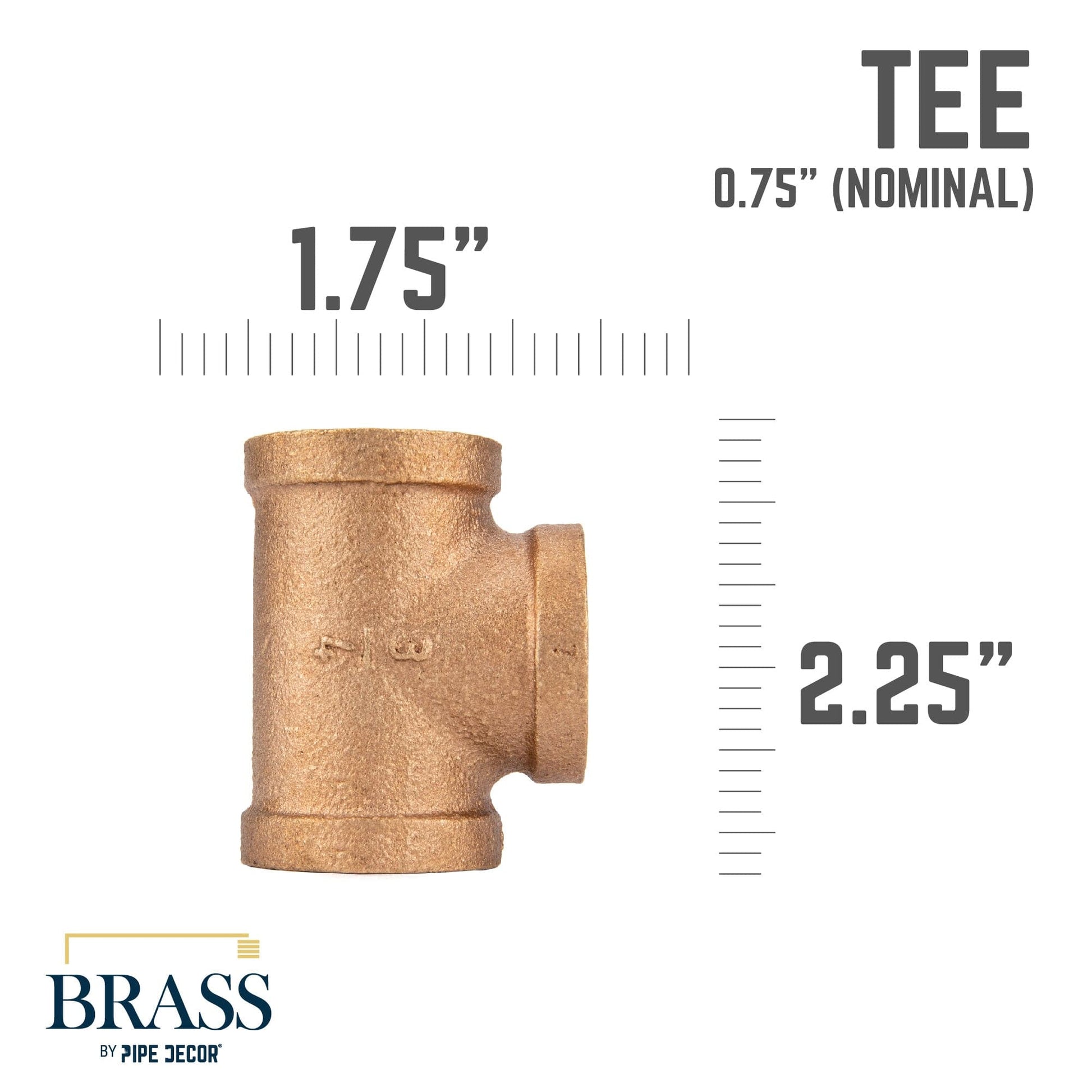 3/4 in. Red Brass Tee PIPE DECOR